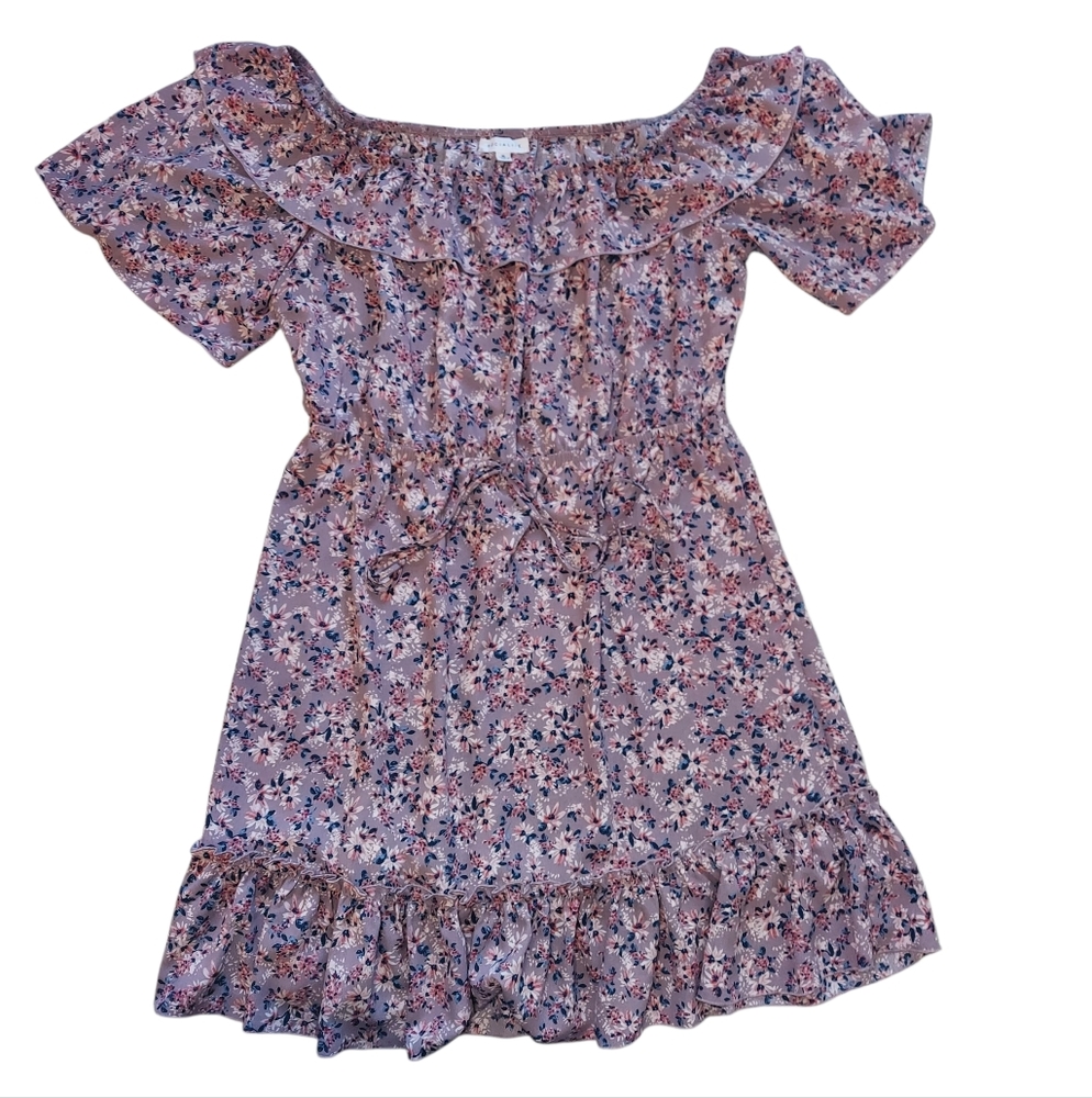 Socialite Off The Shoulder Ruffle Lightweight Floral Boho Flowy Dress
